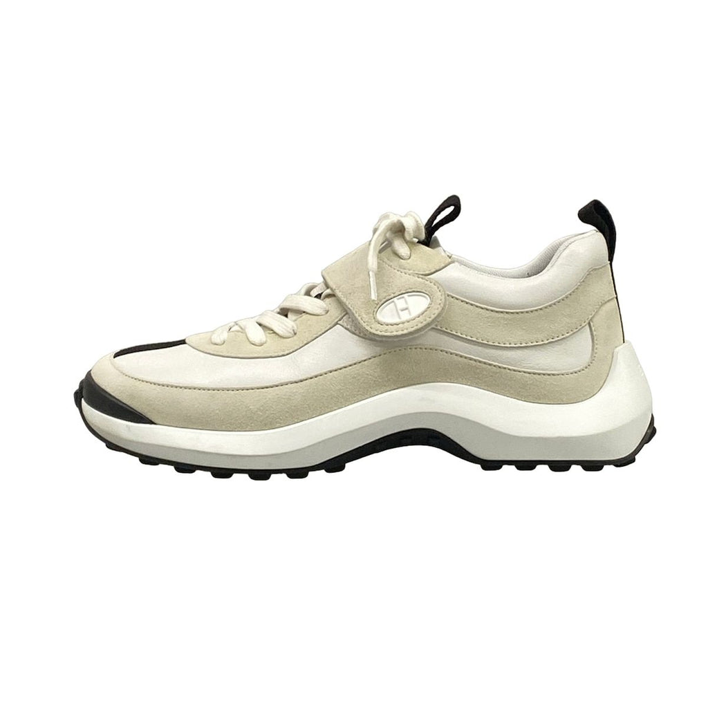 Hermes Sneakers 38 Loop White Ivory Black Velcro