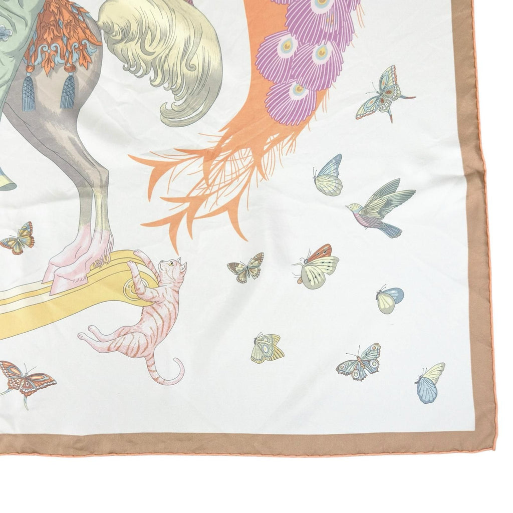 Hermes Carre 90 Story Silk 100% Ouistiti Animal Scarf Multicolor — view 5