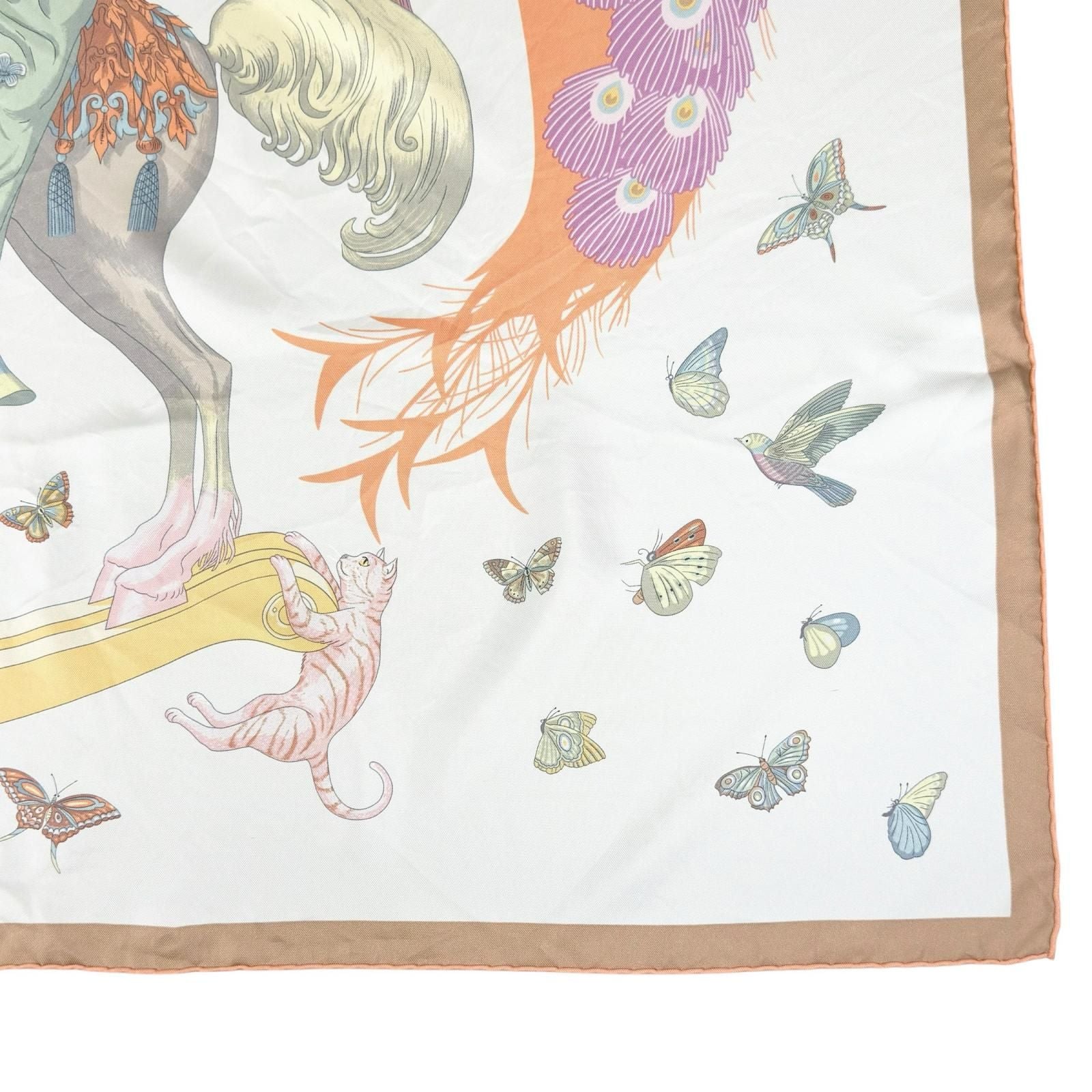 Hermes Carre 90 Story Silk 100% Ouistiti Animal Scarf Multicolor — view 5