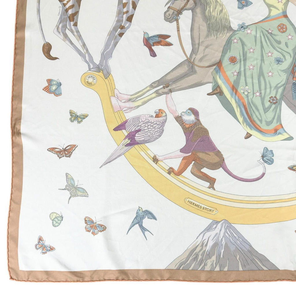 Hermes Carre 90 Story Silk 100% Ouistiti Animal Scarf Multicolor — view 4