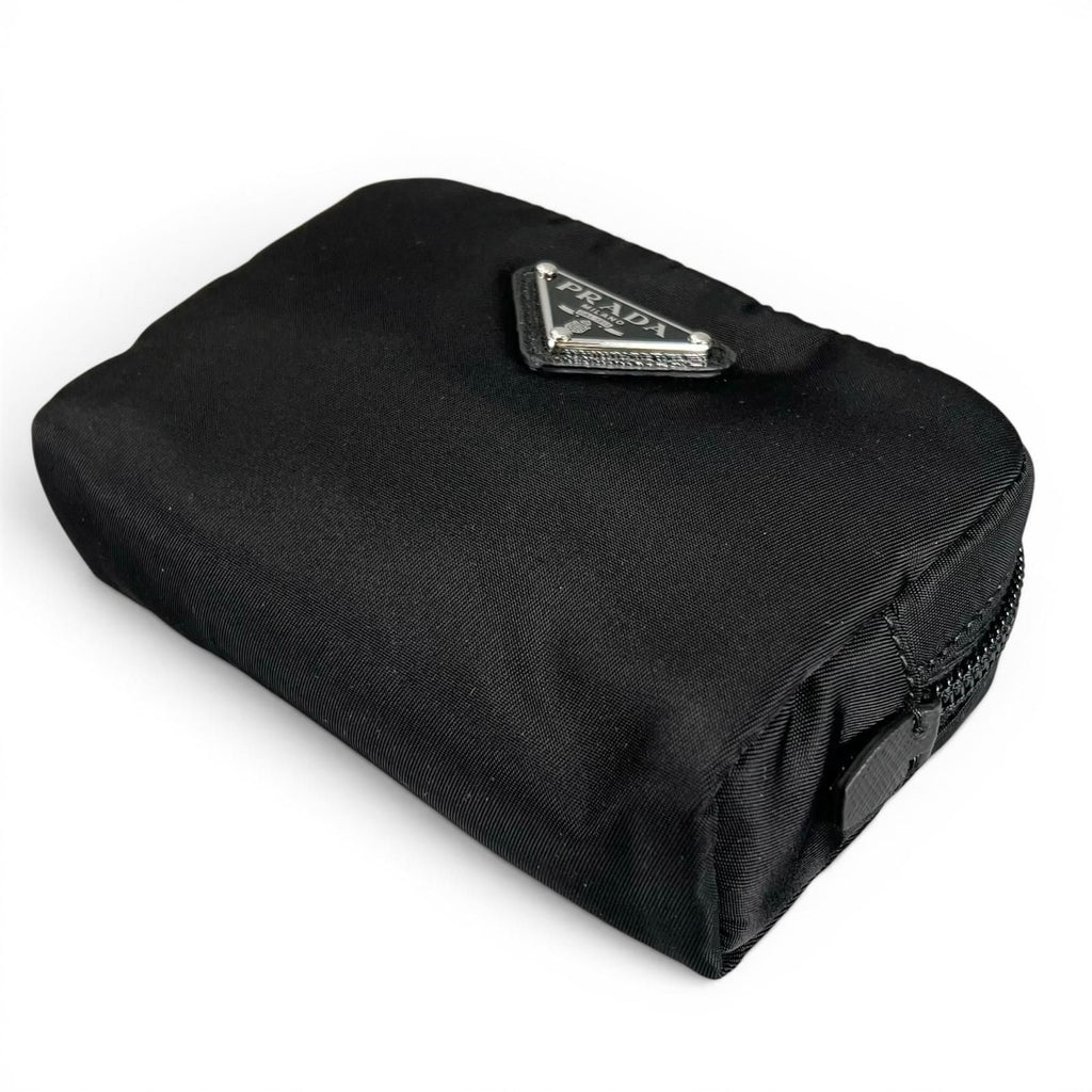 Prada Re-Nylon Triangle Logo Cosmetic Pouch Nylon Black — view 4