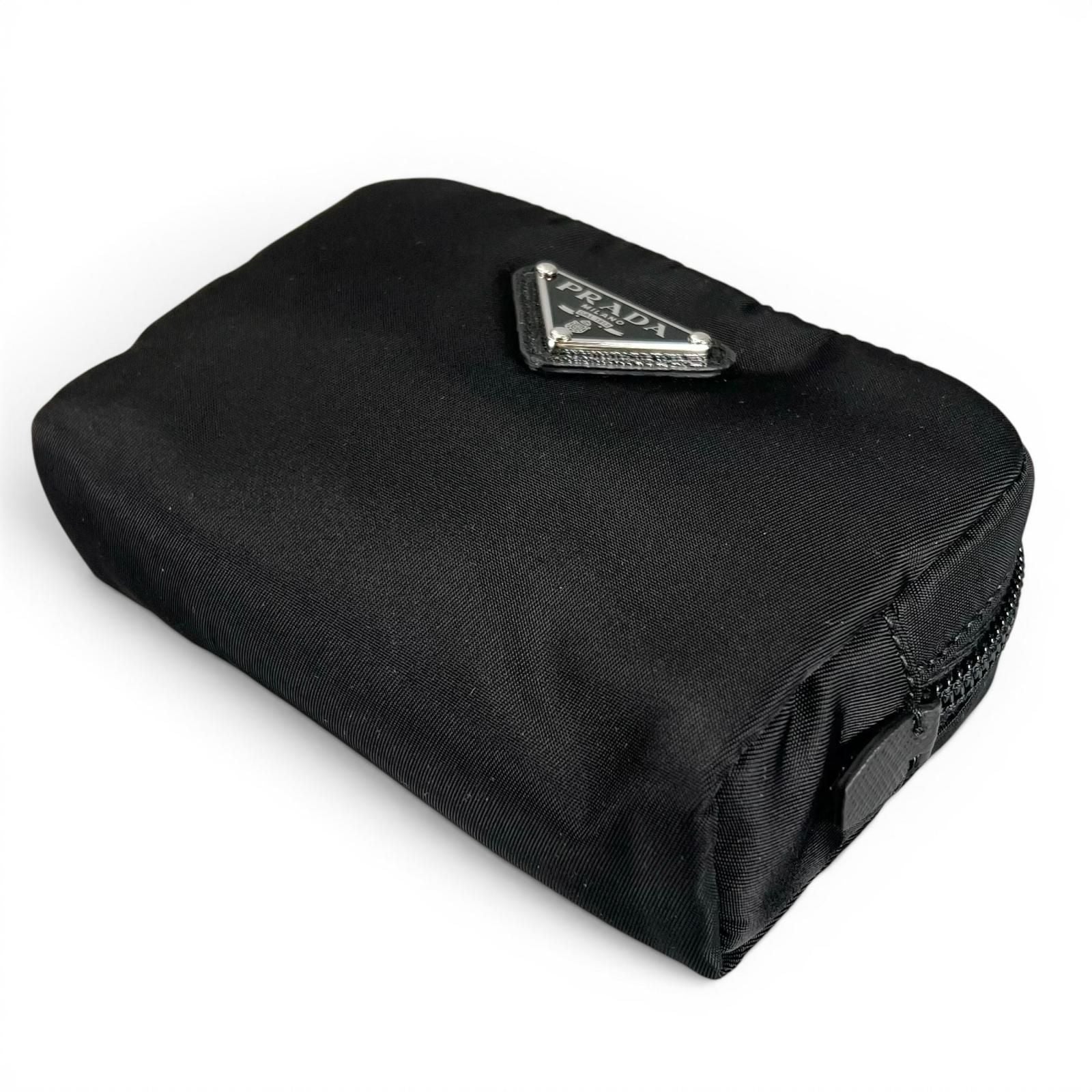 Prada Re-Nylon Triangle Logo Cosmetic Pouch Nylon Black — view 4
