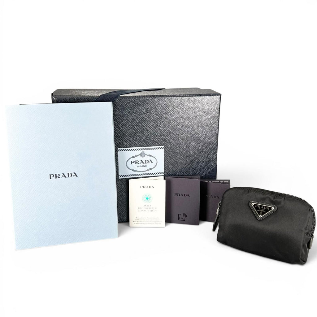Prada Re-Nylon Triangle Logo Cosmetic Pouch Nylon Black — view 2
