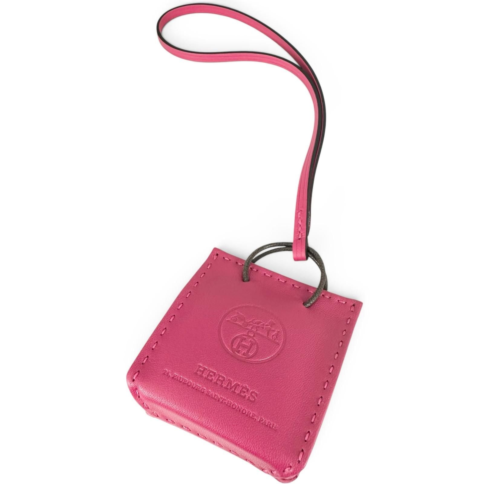 Hermes Sac Orange Agneau Milo Bag Charm Rose Mexico
