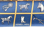 Hermes Couvertures Nouvelles Horsewear Silk 100% Twill Scarf Navy — view 8