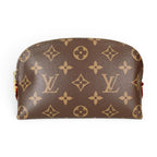 Louis Vuitton Pochette Cosmetic PM Monogram Canvas Brown Gold Shoulder