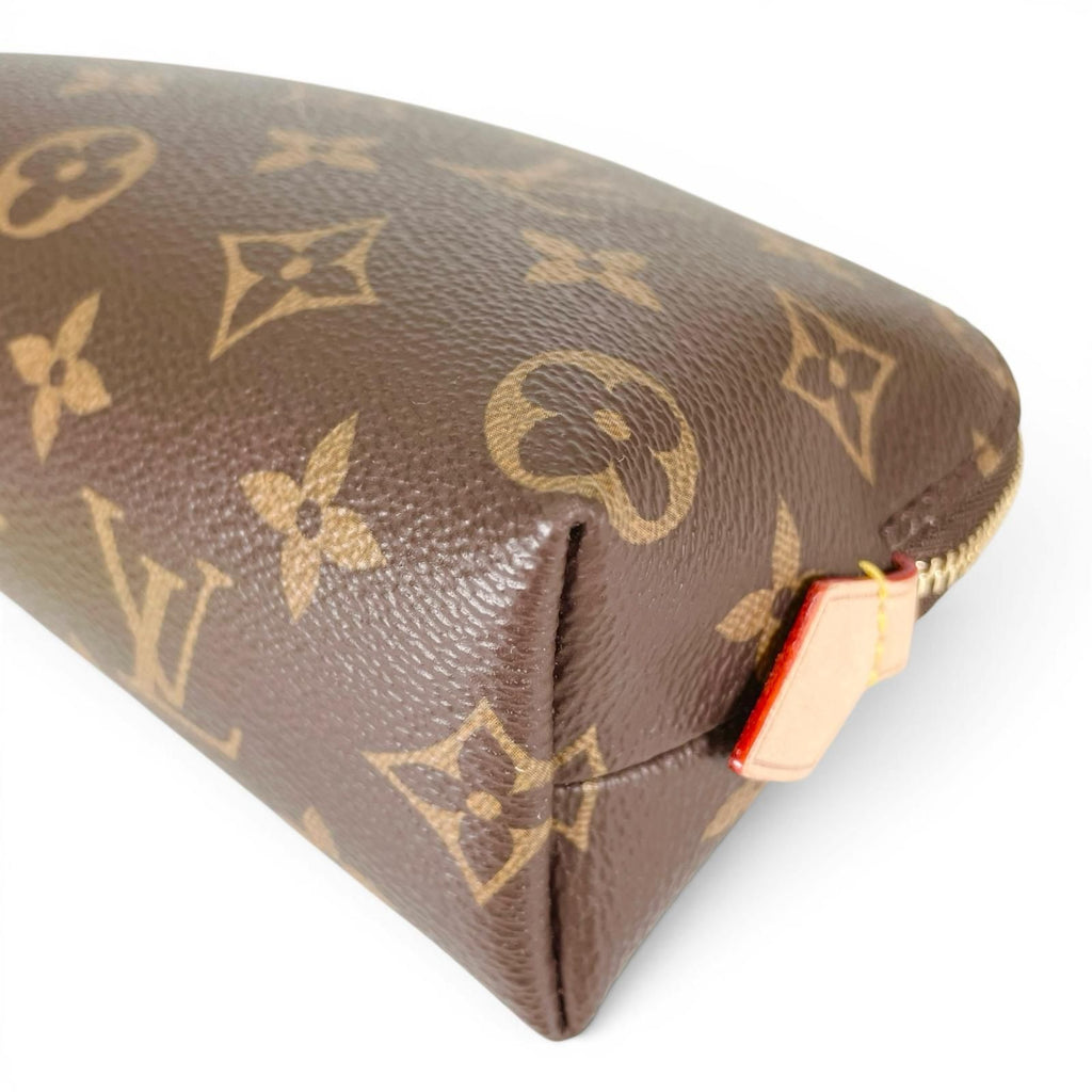 Louis Vuitton Pochette Cosmetic PM Monogram Canvas Brown Gold Shoulder — view 8