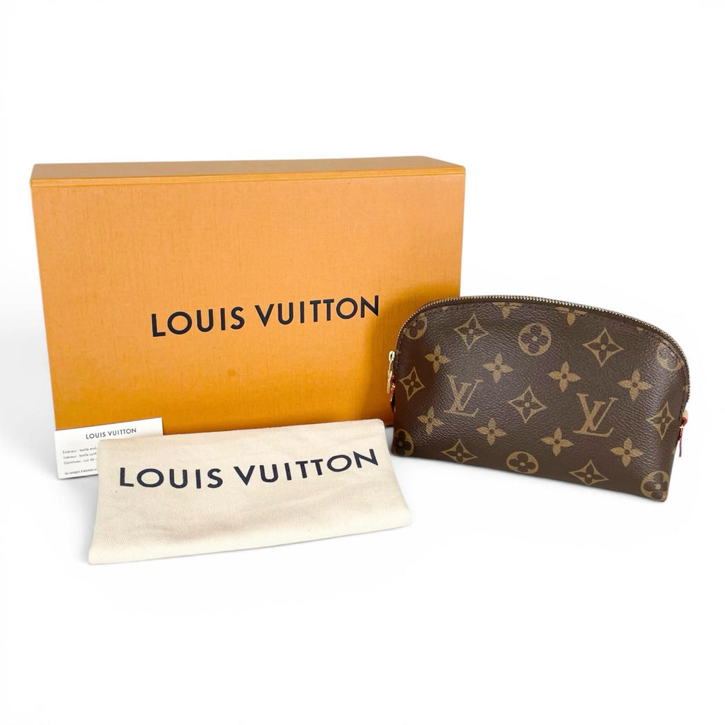 Louis Vuitton Pochette Cosmetic PM Monogram Canvas Brown Gold Shoulder — view 2