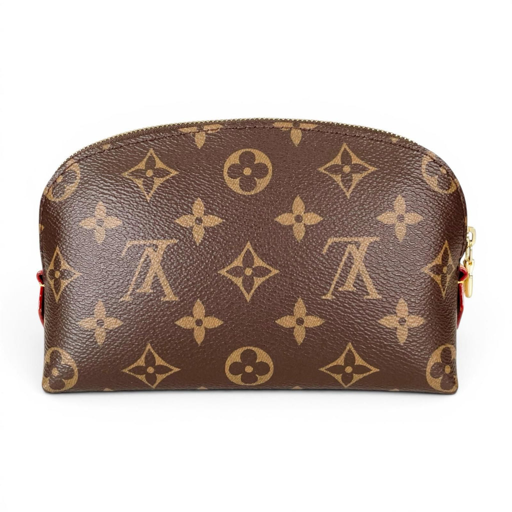 Louis Vuitton Pochette Cosmetic PM Monogram Canvas Brown Gold Shoulder — view 4
