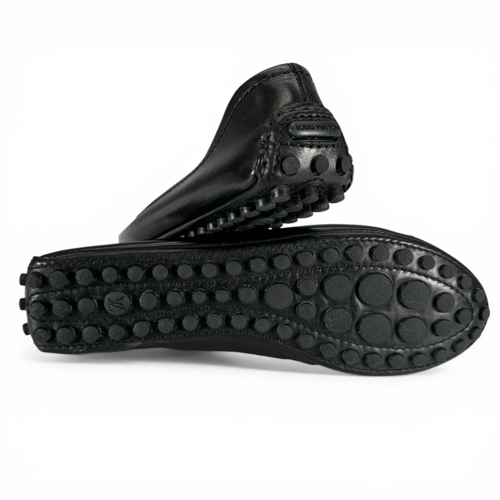 Louis Vuitton LV Logo Leather Flat Shoes Ballet Black Gold — view 8