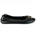Louis Vuitton LV Logo Leather Flat Shoes Ballet Black Gold — view 5