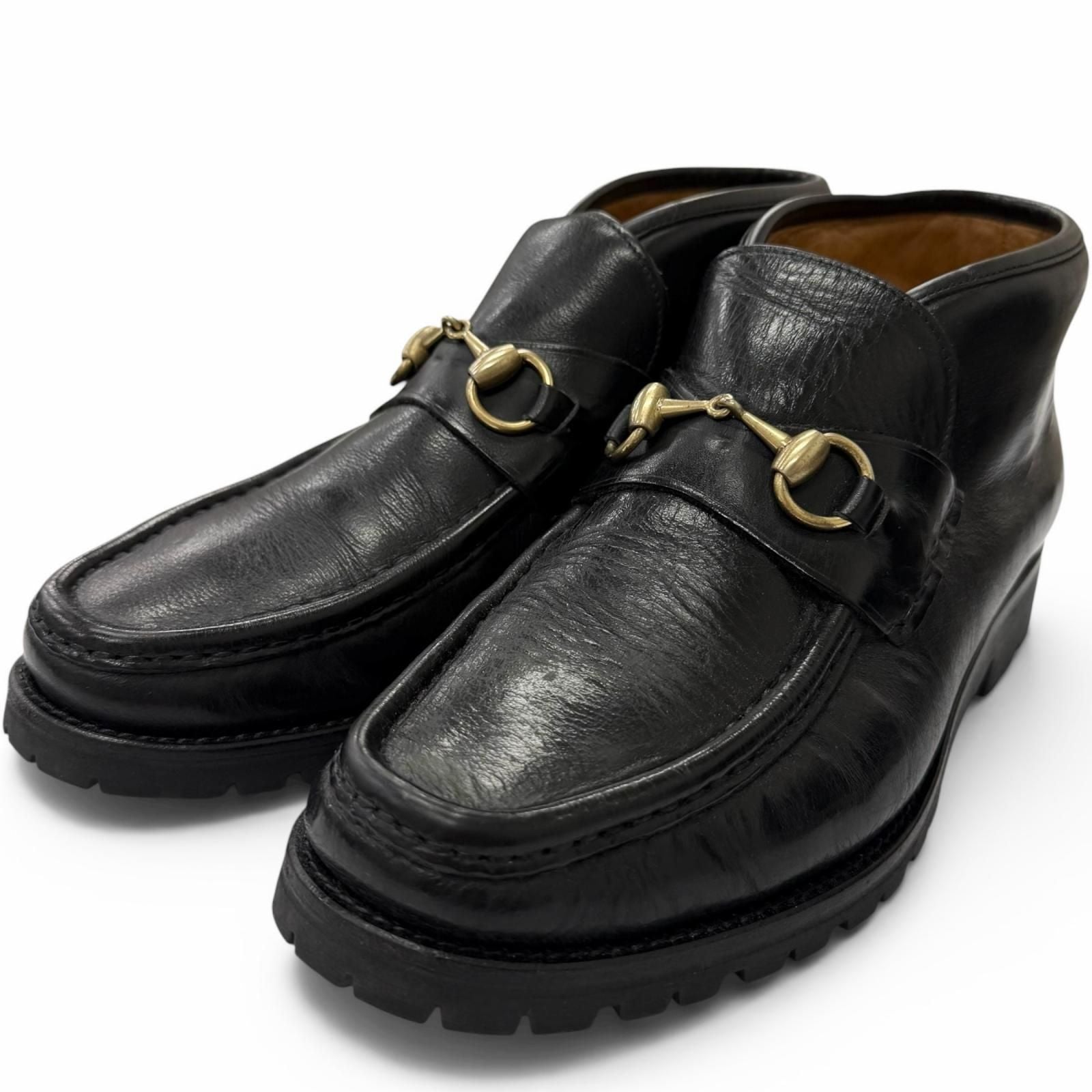 Gucci Leather Horsebit Gold Chukka Boots Ankle Black 41 Recommended