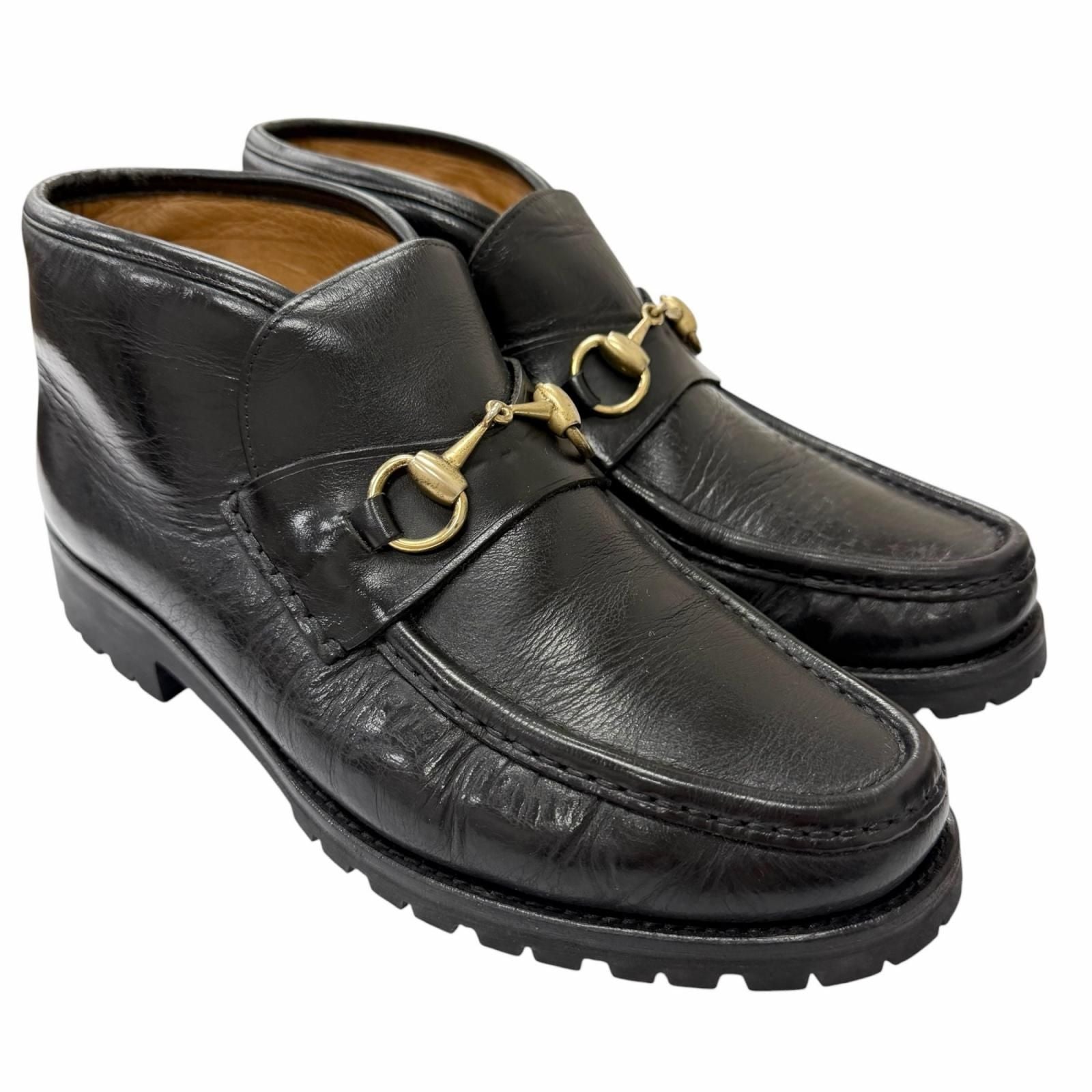 Gucci Leather Horsebit Gold Chukka Boots Ankle Black 41 Recommended — view 2