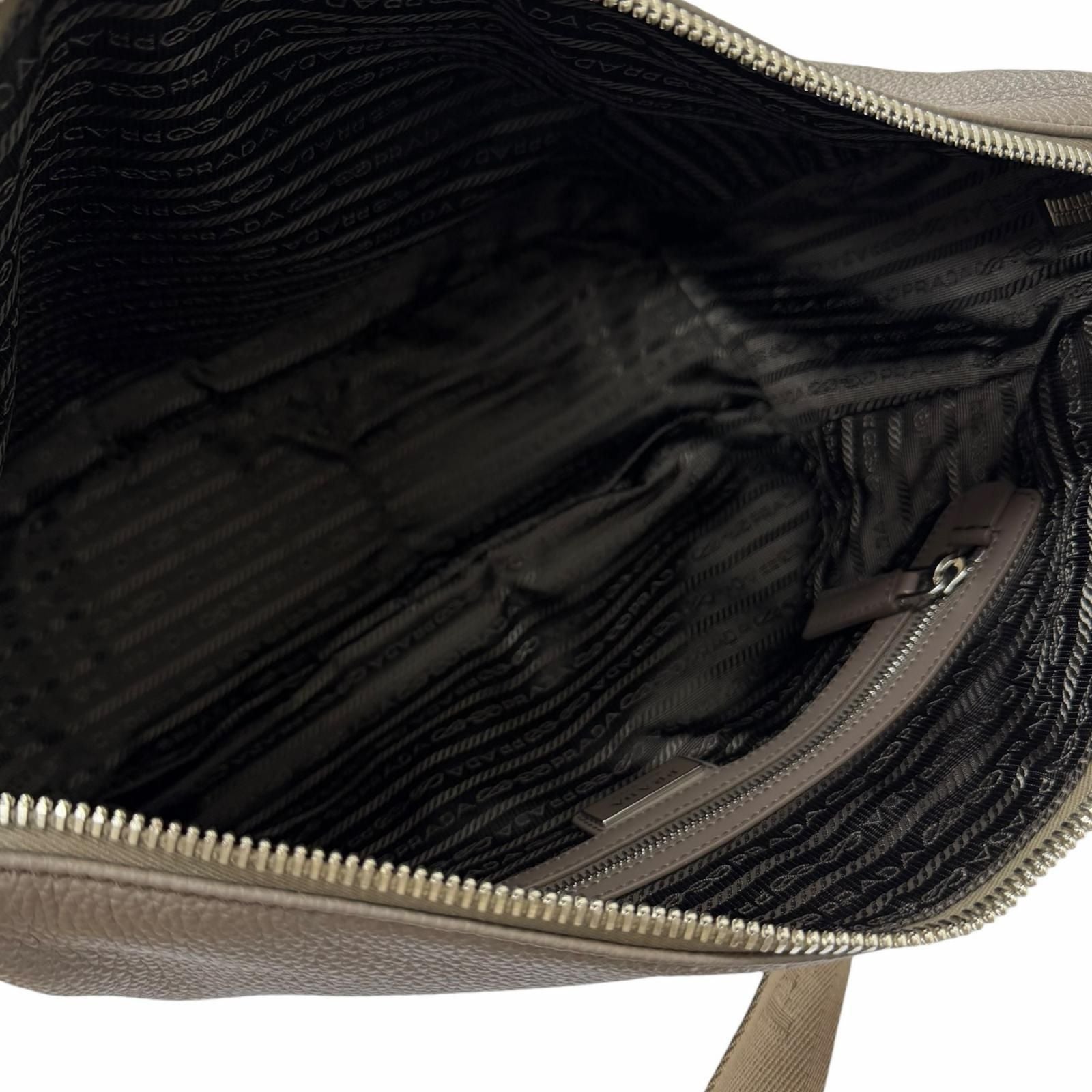 Prada Vitello Daino Leather Triangle Logo Crossbody Shoulder Bag Gray — view 7