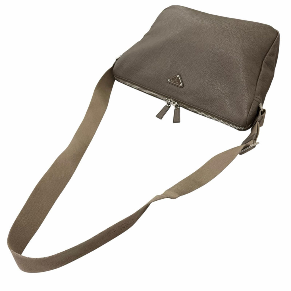Prada Vitello Daino Leather Triangle Logo Crossbody Shoulder Bag Gray — view 4