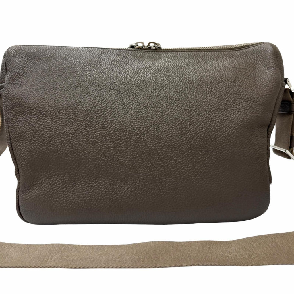 Prada Vitello Daino Leather Triangle Logo Crossbody Shoulder Bag Gray — view 3