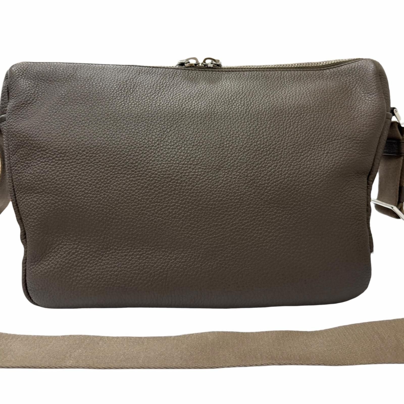 Prada Vitello Daino Leather Triangle Logo Crossbody Shoulder Bag Gray — view 3