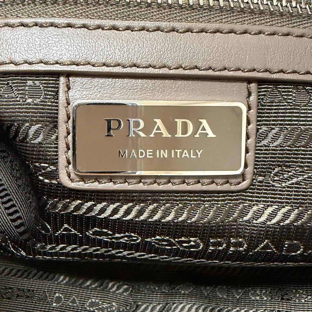 Prada Vitello Daino Leather Triangle Logo Crossbody Shoulder Bag Gray — view 9