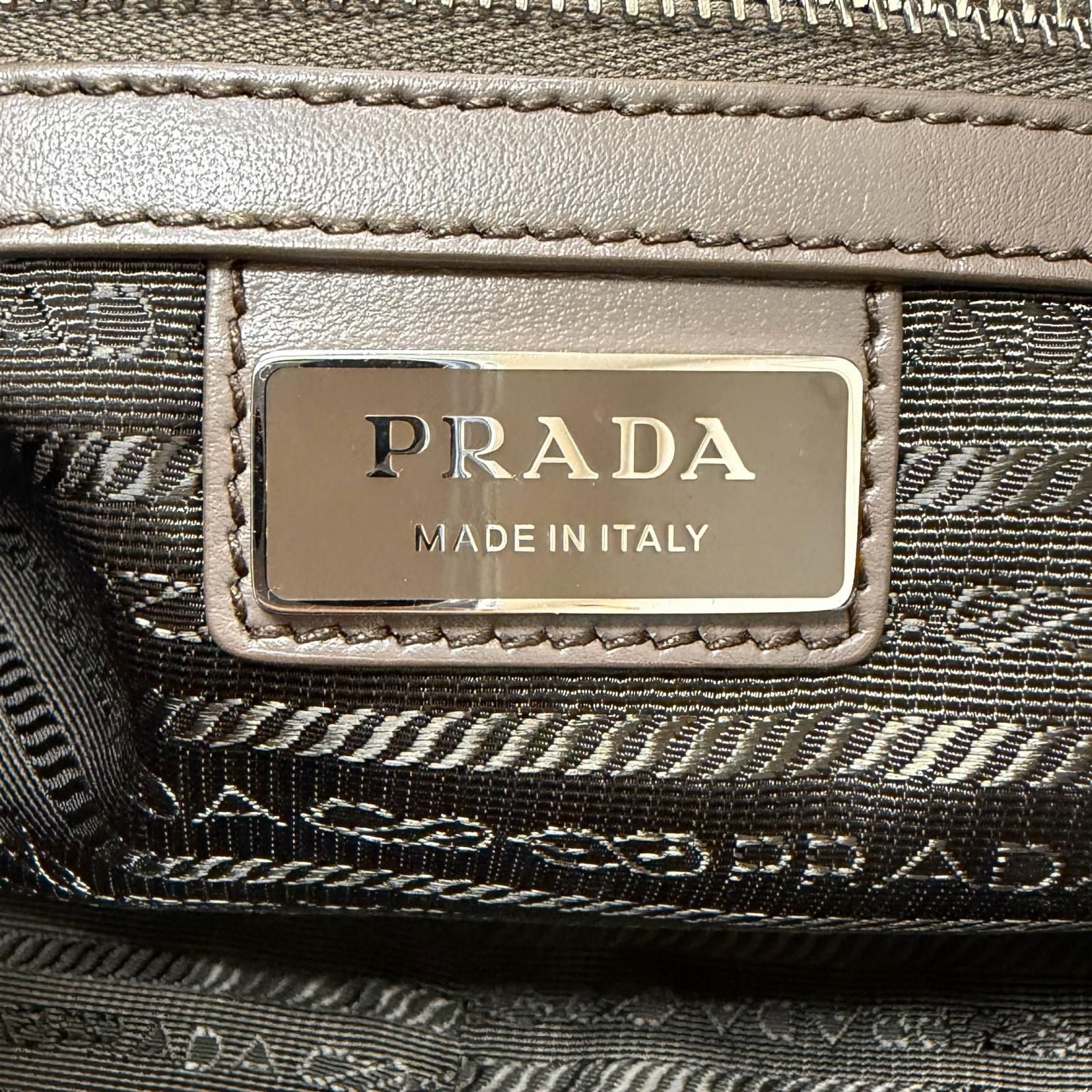 Prada Vitello Daino Leather Triangle Logo Crossbody Shoulder Bag Gray — view 9