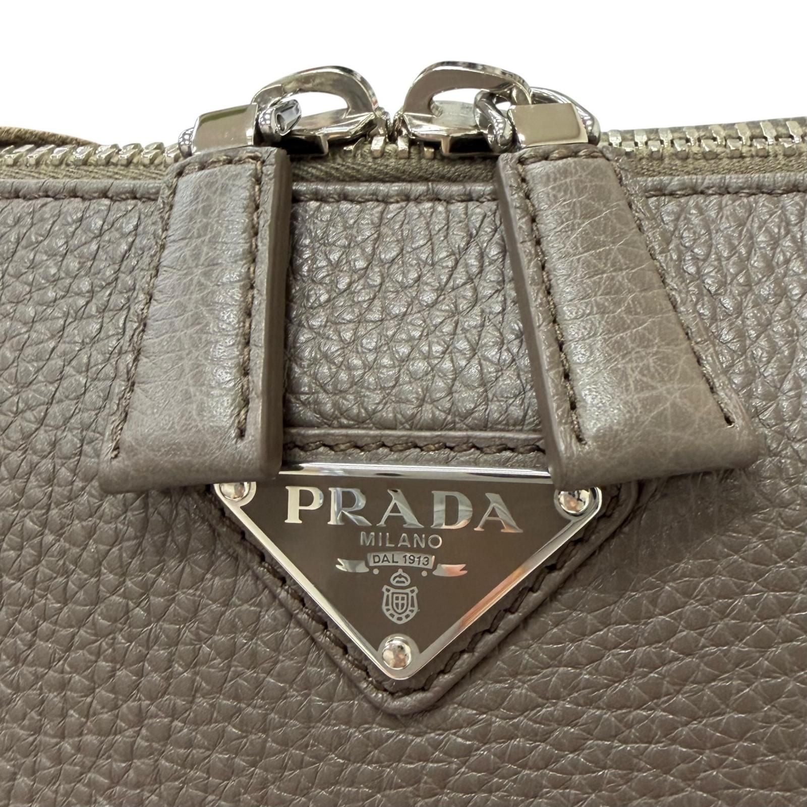 Prada Vitello Daino Leather Triangle Logo Crossbody Shoulder Bag Gray — view 8