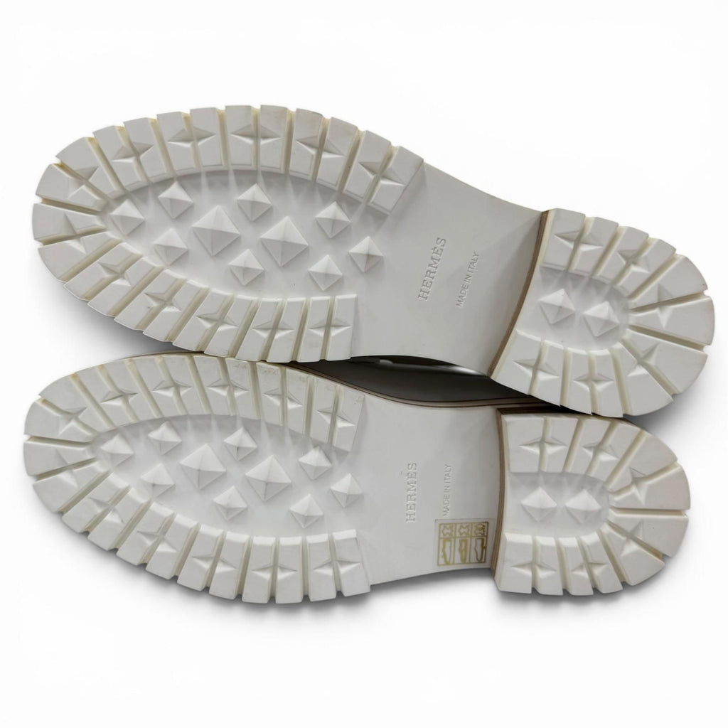 Hermes Ivy Moccasins Leather Loafers White — view 7