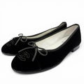 Chanel Ballerina Metiers D'art Collection CC Logo Velour Ballet Shoes Black