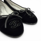 Chanel Ballerina Metiers D'art Collection CC Logo Velour Ballet Shoes Black — view 8