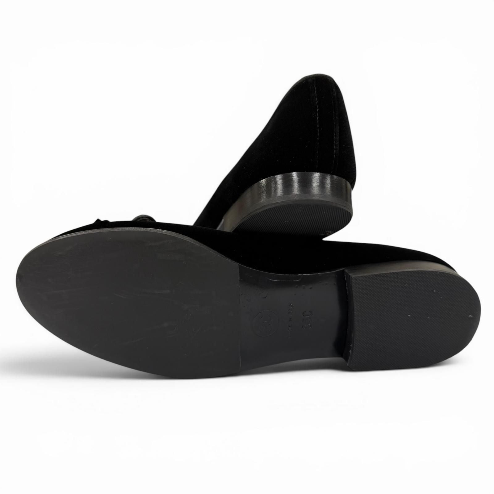 Chanel Ballerina Metiers D'art Collection CC Logo Velour Ballet Shoes Black — view 7