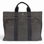 Hermes Her Line Silver Series Canvas Tote Gray