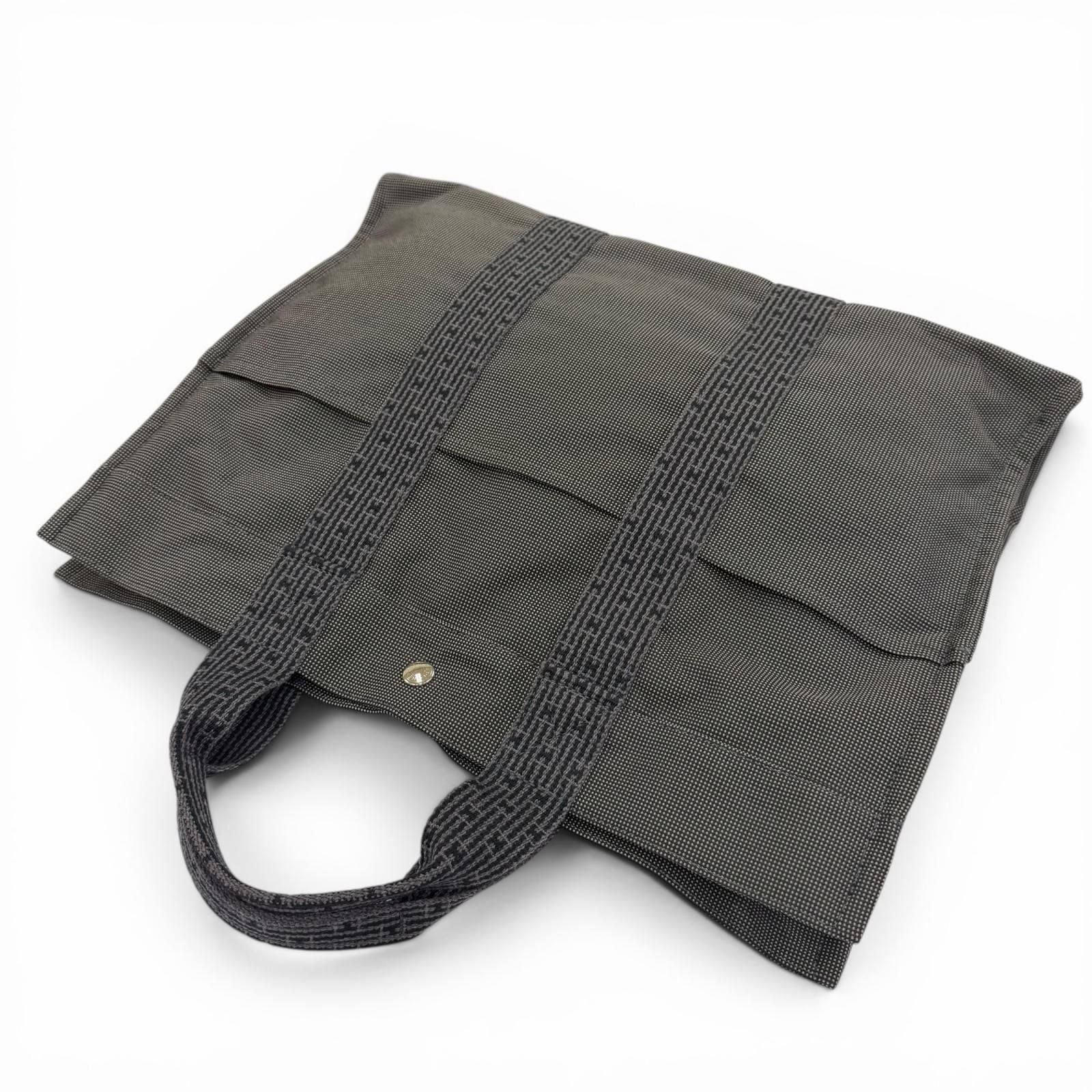 Hermes Her Line Silver Series Canvas Tote Gray — view 4
