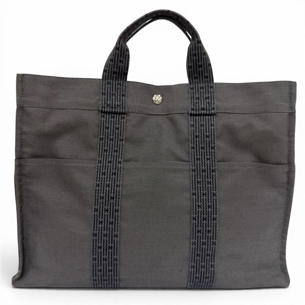 Hermes Her Line Silver Series Canvas Tote Gray — view 2