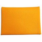 Hermes Calvi Duo Veau Epsom Orange Silver Series Compact Wallet Coin Case Large