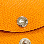 Hermes Calvi Duo Veau Epsom Orange Silver Series Compact Wallet Coin Case Large — view 8