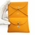 Hermes Calvi Duo Veau Epsom Orange Silver Series Compact Wallet Coin Case Large — view 6