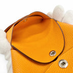 Hermes Calvi Duo Veau Epsom Orange Silver Series Compact Wallet Coin Case Large — view 7
