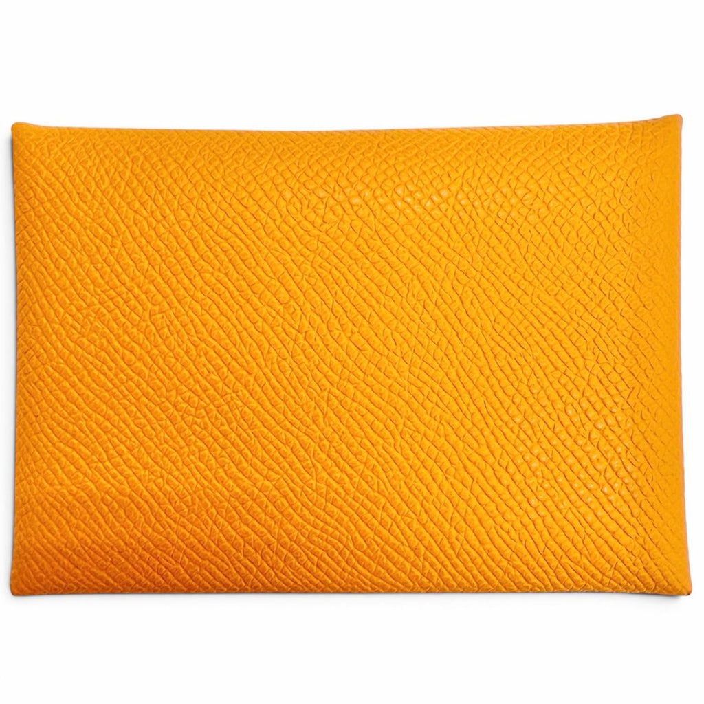Hermes Calvi Duo Veau Epsom Orange Silver Series Compact Wallet Coin Case Large — view 3