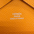 Hermes Calvi Duo Veau Epsom Orange Silver Series Compact Wallet Coin Case Large — view 9
