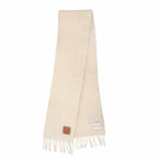 Loewe Mohair Wool Anag Lambskin Patch with Fringe Scarf Ivory — view 4