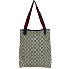 Gucci Vintage Sherry Line GG Logo Leather Tote Shoulder Bag Navy — view 3