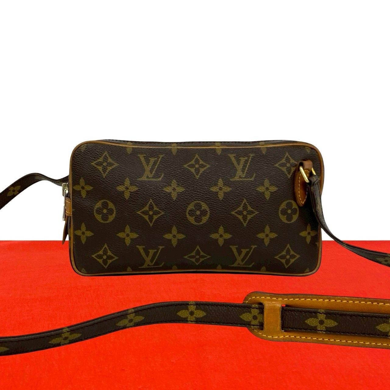 Louis Vuitton Vintage Malso Bandouliere Monogram Leather Shoulder Bag Brown