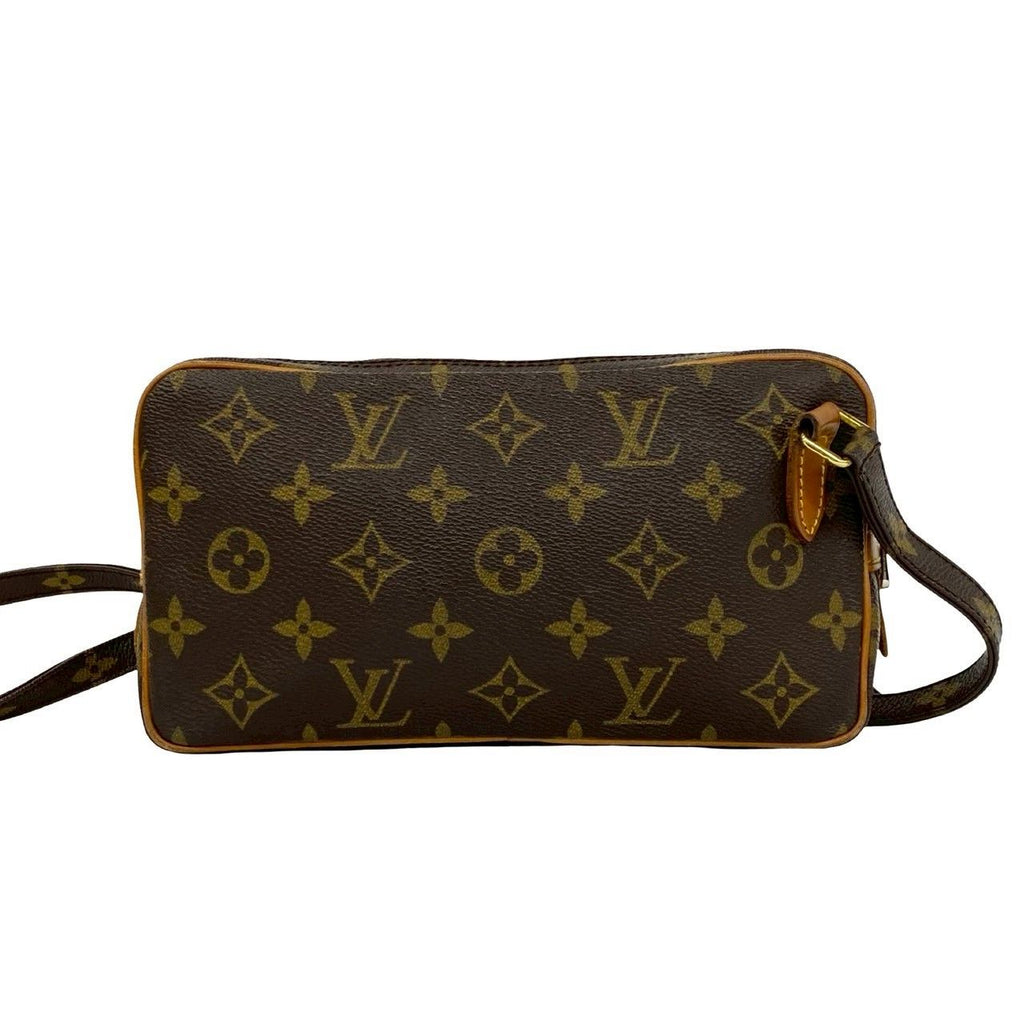 Louis Vuitton Vintage Malso Bandouliere Monogram Leather Shoulder Bag Brown — view 3