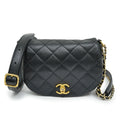 Chanel Quilted Chain Shoulder Black Gold Lambskin