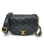 Chanel Quilted Chain Shoulder Black Gold Lambskin