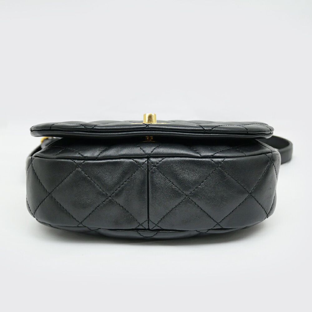 Chanel Quilted Chain Shoulder Black Gold Lambskin — view 3