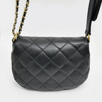 Chanel Quilted Chain Shoulder Black Gold Lambskin — view 8