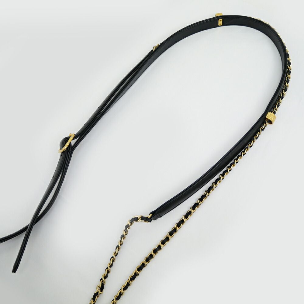 Chanel Quilted Chain Shoulder Black Gold Lambskin — view 5