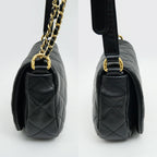 Chanel Quilted Chain Shoulder Black Gold Lambskin — view 2