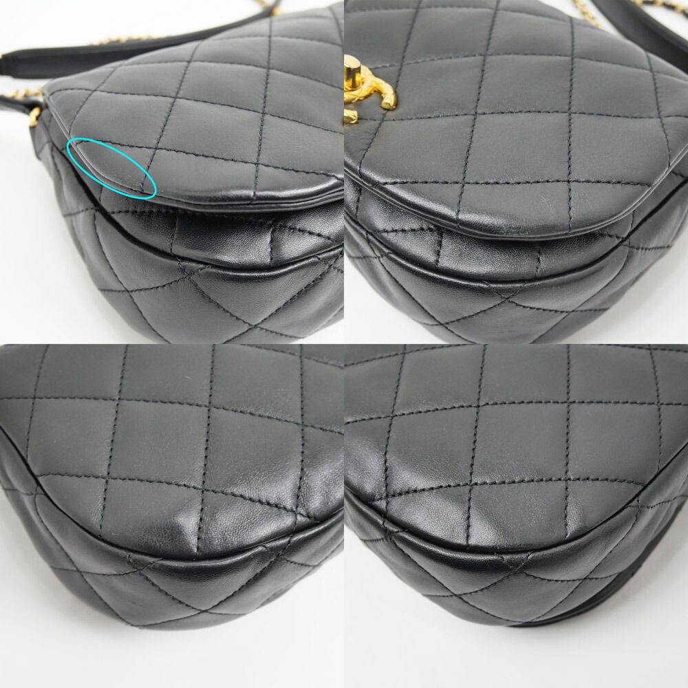 Chanel Quilted Chain Shoulder Black Gold Lambskin — view 4