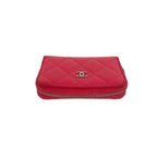 Chanel Quilted CC Logo Caviar Leather Round Zip Coin Case Pink — view 3