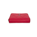 Chanel Quilted CC Logo Caviar Leather Round Zip Coin Case Pink — view 6